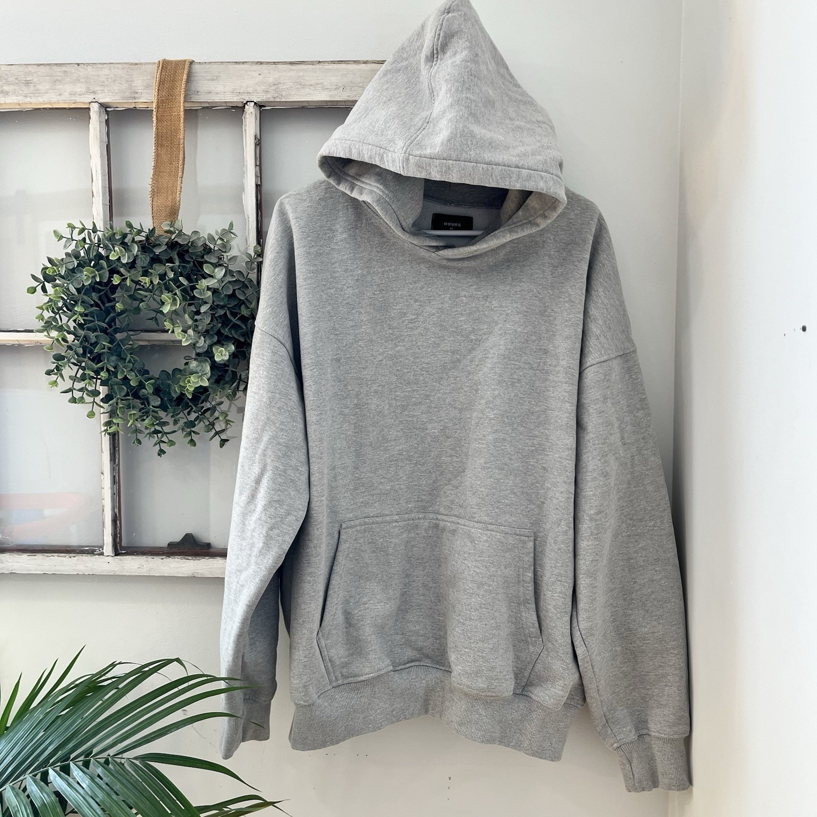 Hours Hoodie Sweatshirt Mens Xl Gray Pullover Fleece Heavyweight Hooded